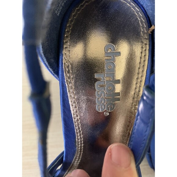 Charlotte Russe Cobalt Blue Open Toe Strappy Platform - Size 7 Zipper Accent - Picture 10 of 11